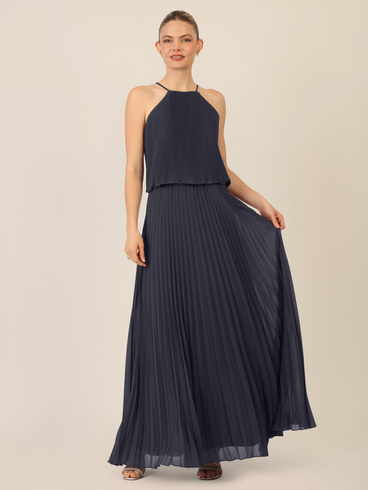 APART Chiffonkleid mit Ketten-Trägern | nachtblau