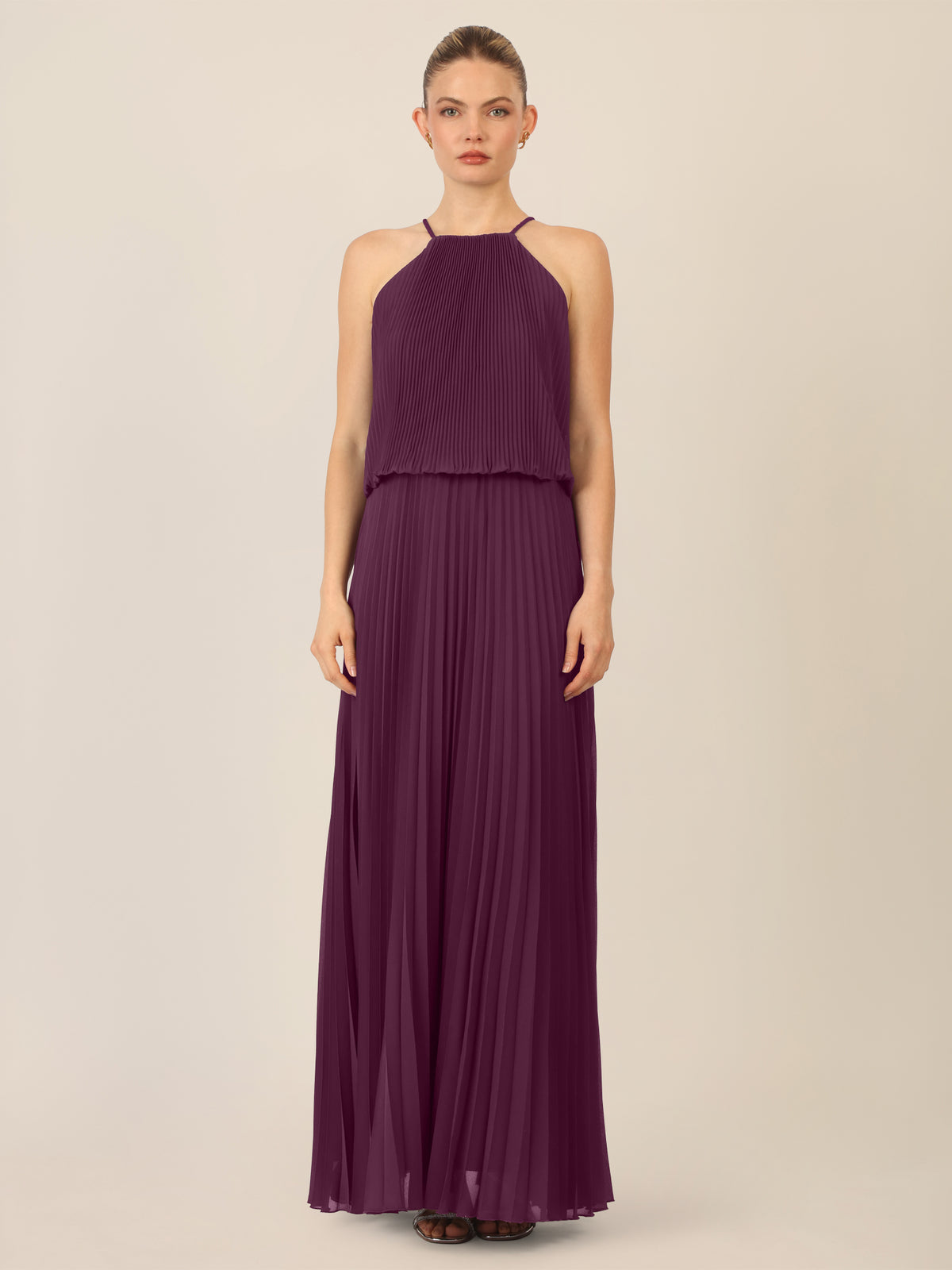 APART Chiffonkleid mit Ketten-Trägern | dunkel lila