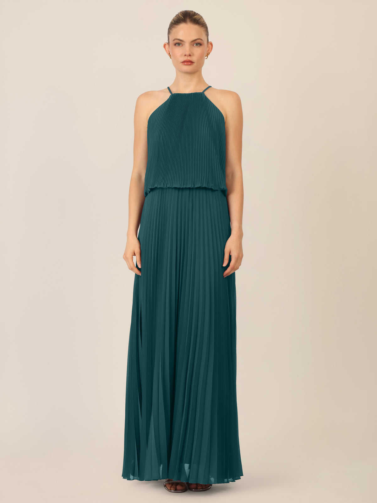 APART Chiffonkleid mit Ketten-Trägern | dunkelgrün