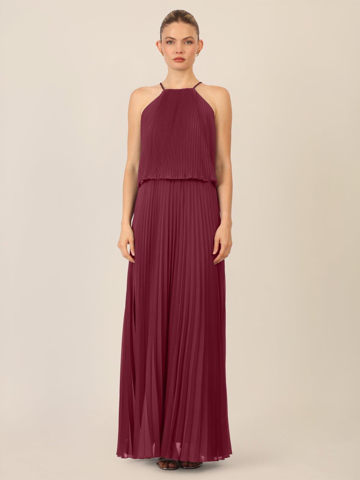 APART Chiffonkleid mit Ketten-Trägern | bordeauxrot