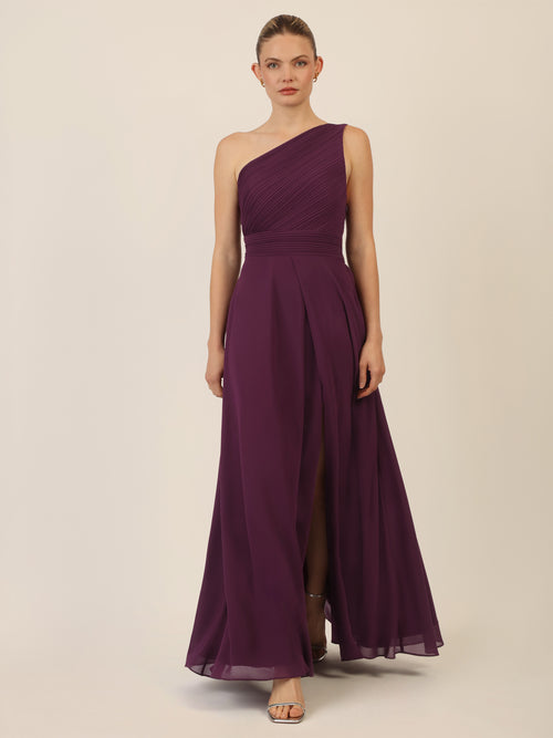 APART One-Shoulder Abendkleid mit Plisseedetail | dunkel lila image 1