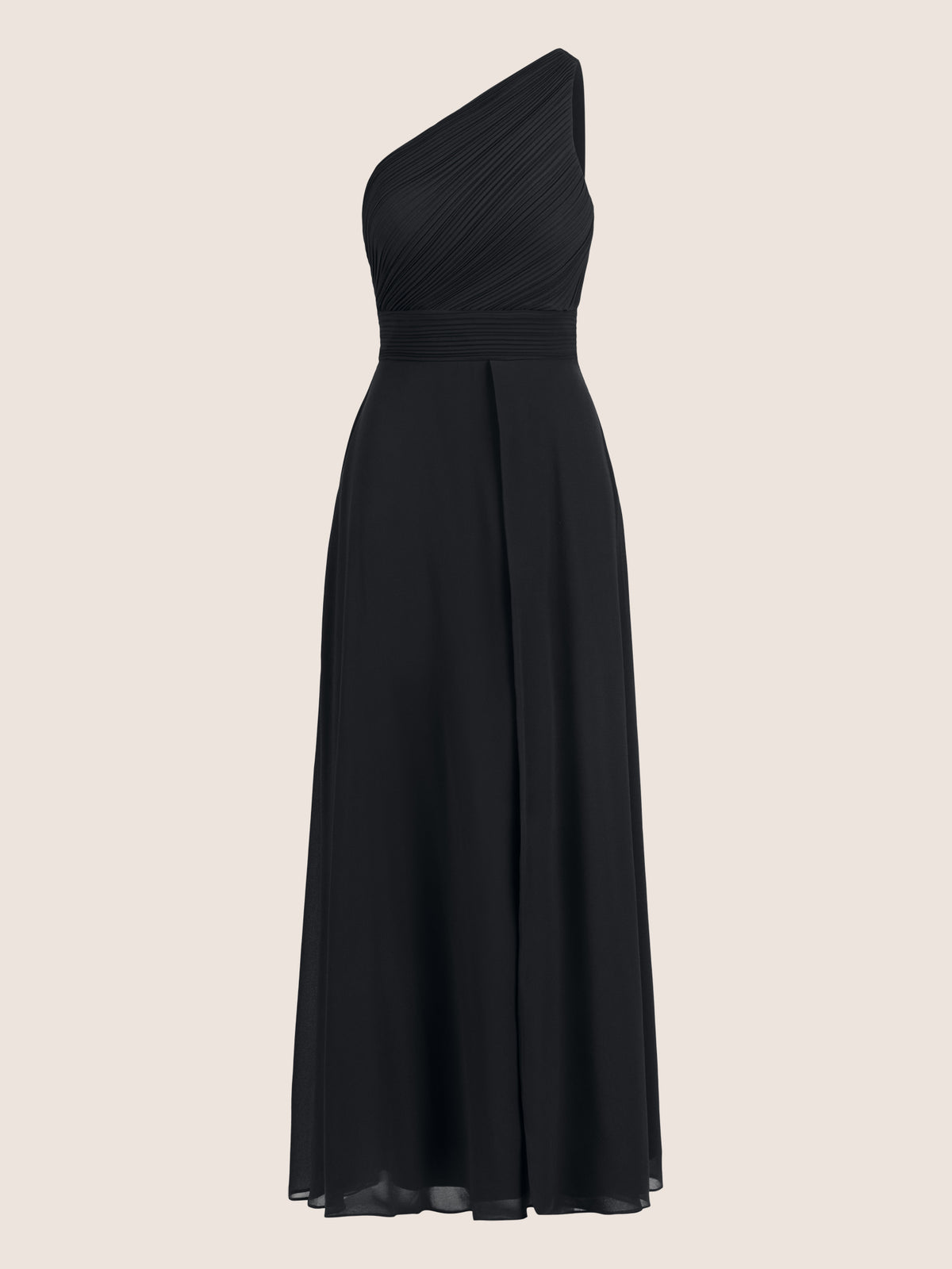 APART One-Shoulder Abendkleid mit Plisseedetail | schwarz