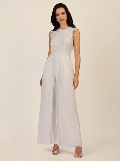 APART Overall mit Spitzenoberteil mit Spitzenoberteil und weitem Bein | creme image 1