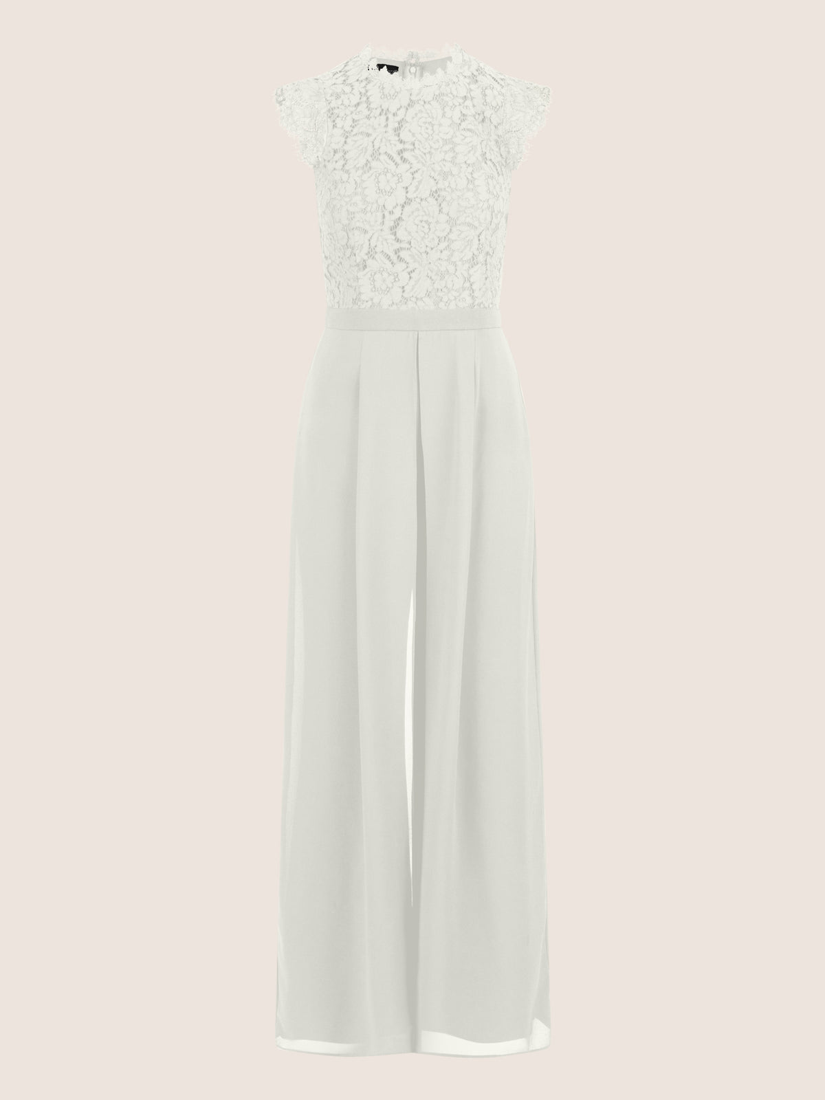 APART Overall mit Spitzenoberteil mit Spitzenoberteil und weitem Bein | creme
