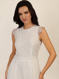 APART Overall mit Spitzenoberteil mit Spitzenoberteil und weitem Bein | creme