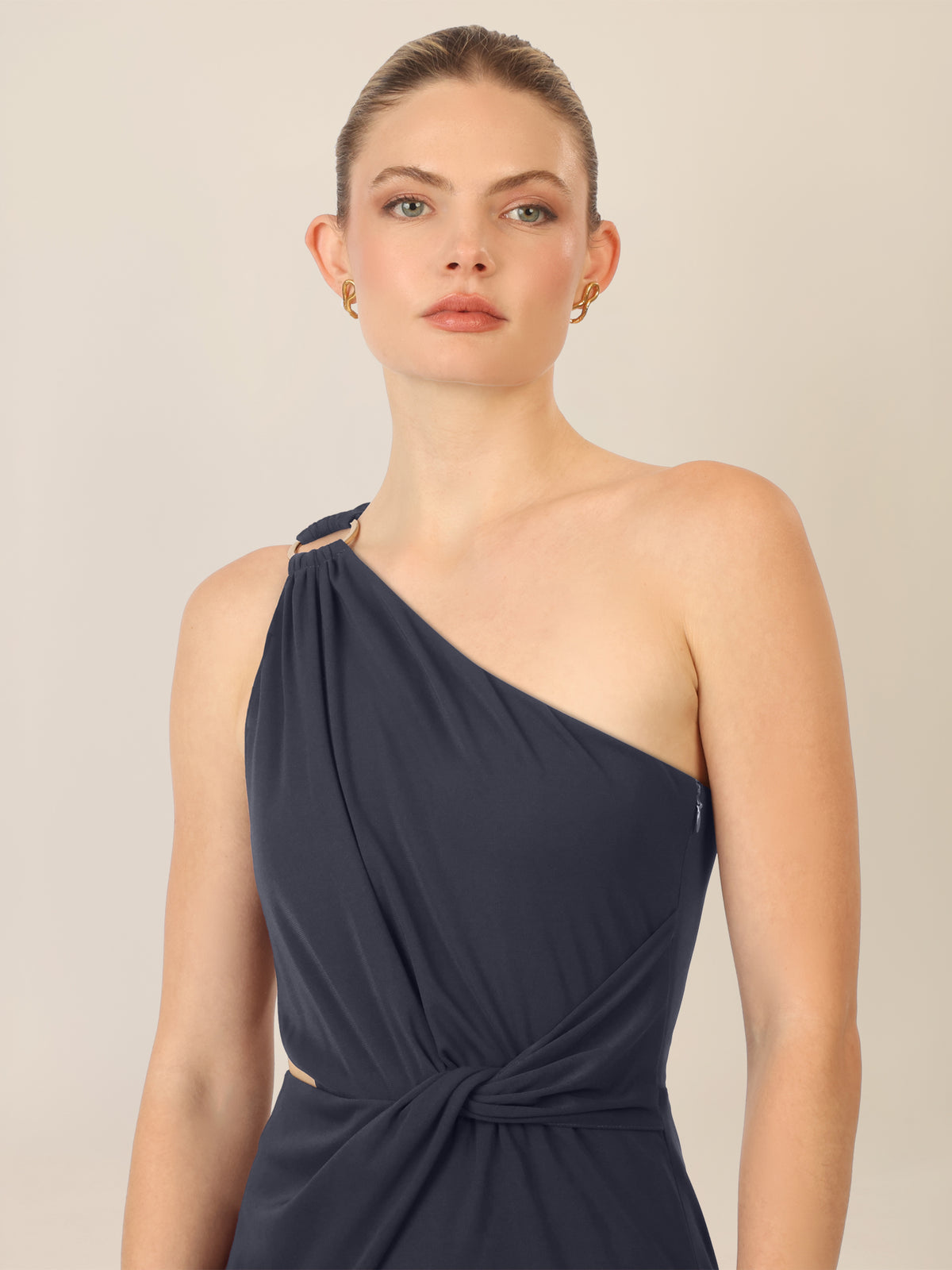APART One-Shoulder Jerseyoverall mit Drapierung | nachtblau