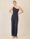 APART One-Shoulder Jerseyoverall mit Drapierung | nachtblau
