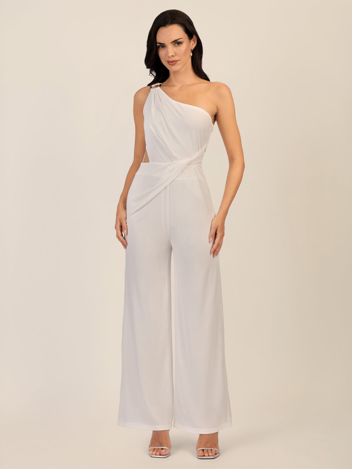 APART One-Shoulder Jerseyoverall mit Drapierung | creme