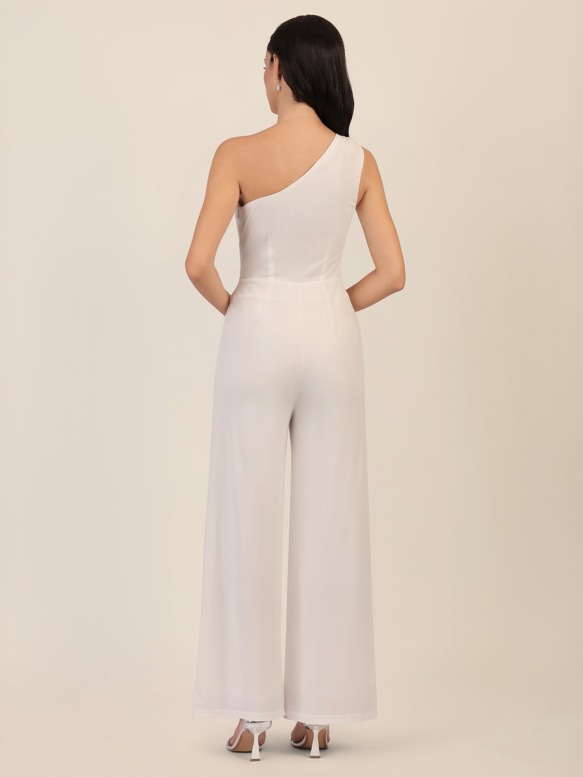 APART One-Shoulder Jerseyoverall mit Drapierung | creme