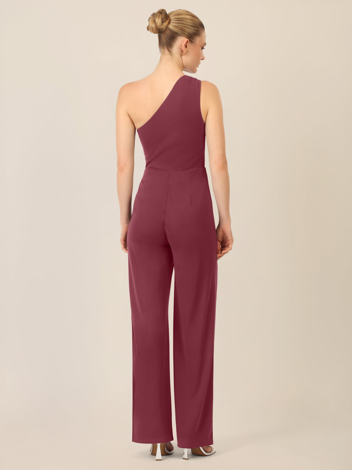 APART One-Shoulder Jerseyoverall mit Drapierung | bordeauxrot