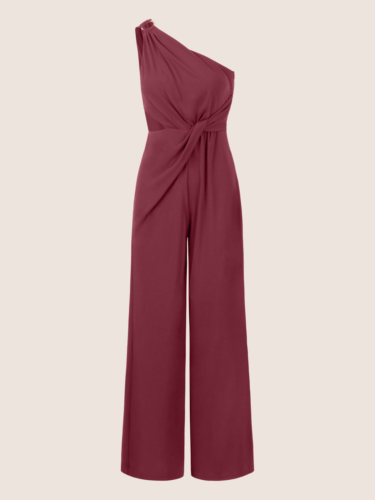 APART One-Shoulder Jerseyoverall mit Drapierung | bordeauxrot