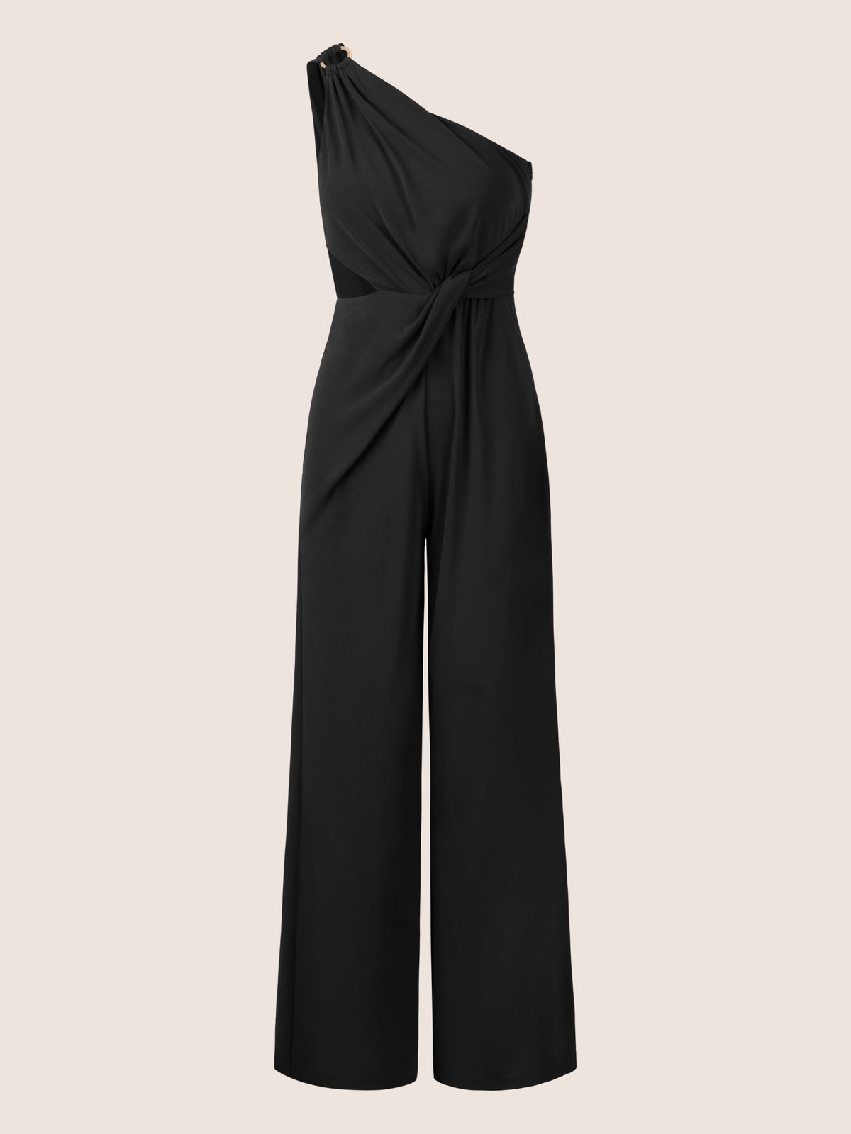 APART One-Shoulder Jerseyoverall mit Drapierung | schwarz