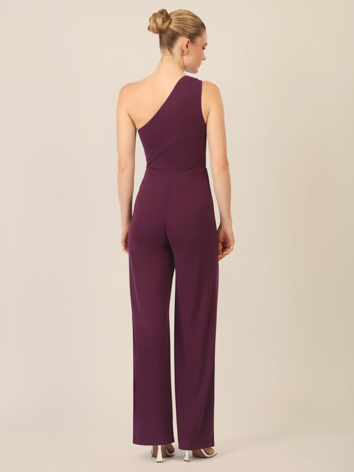APART One-Shoulder Jerseyoverall mit Drapierung | dunkel lila