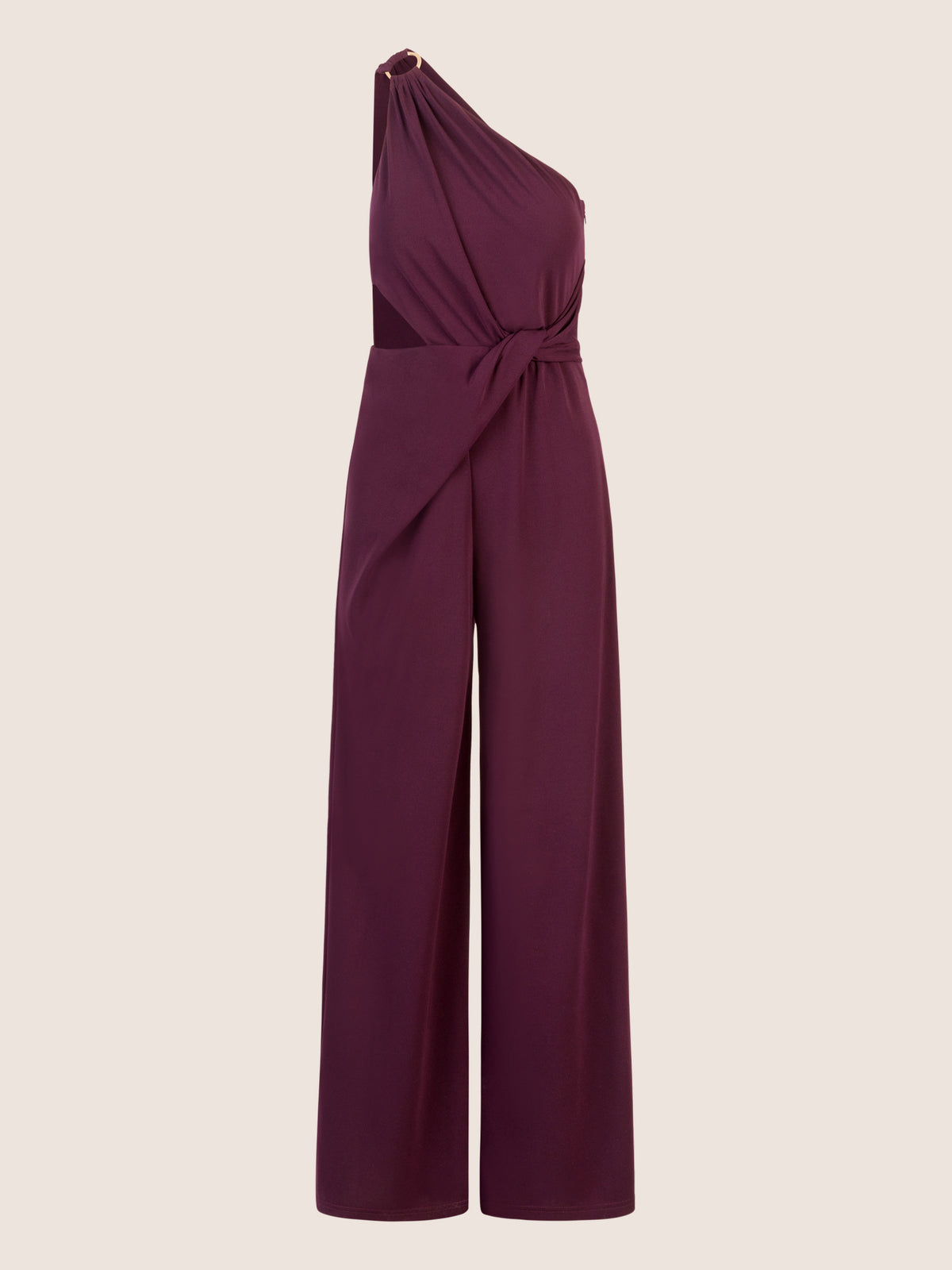 APART One-Shoulder Jerseyoverall mit Drapierung | dunkel lila
