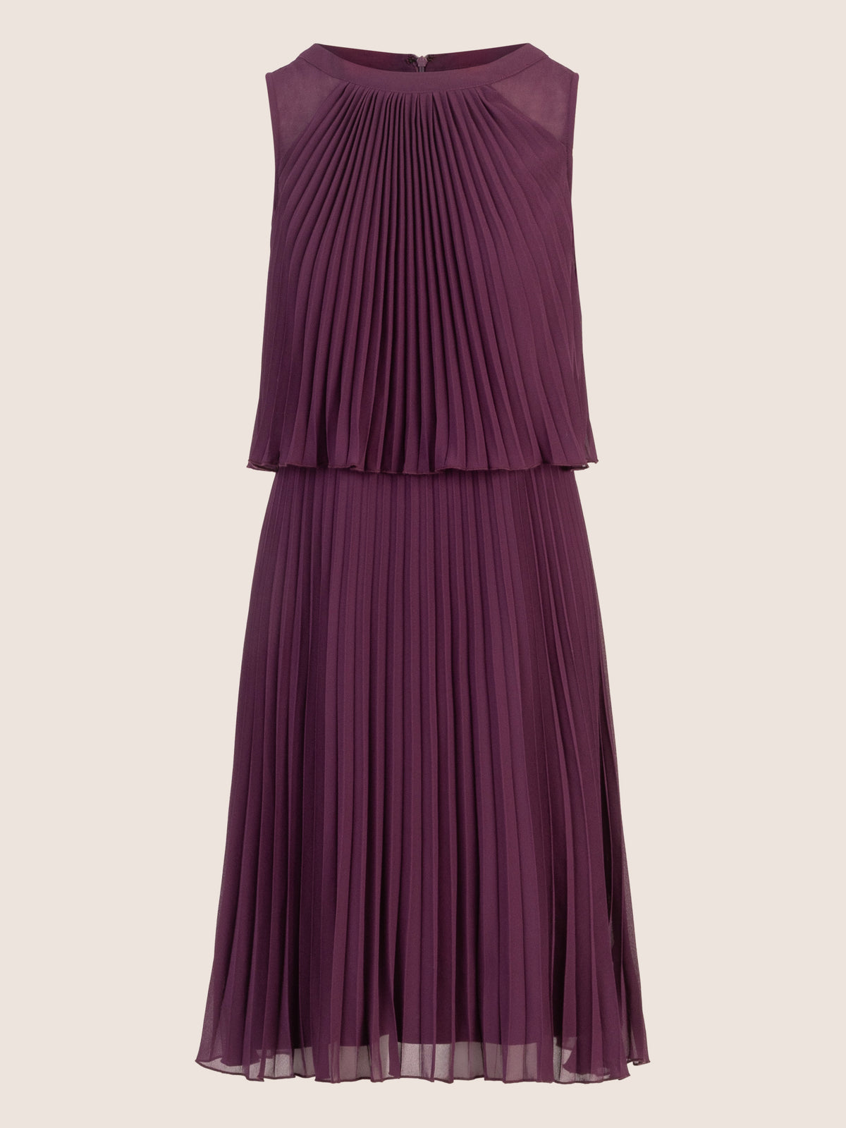 APART Chiffonkleid in Midilänge mit Lagenoptik | dunkel lila