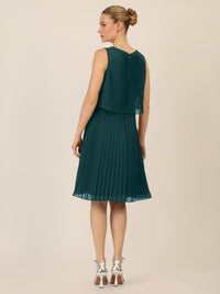 APART Chiffonkleid in Midilänge mit Lagenoptik | dunkelgrün