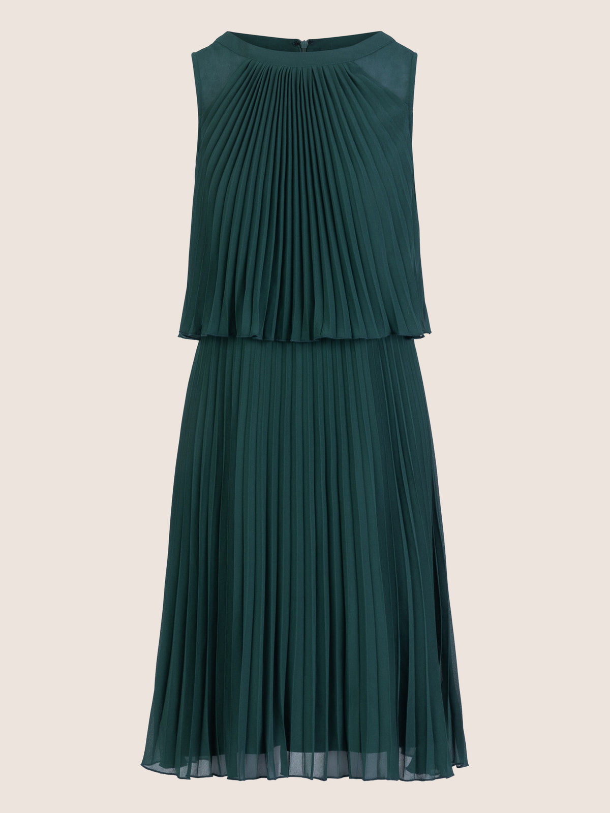 APART Chiffonkleid in Midilänge mit Lagenoptik | dunkelgrün