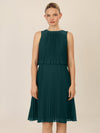 APART Chiffonkleid in Midilänge mit Lagenoptik | dunkelgrün