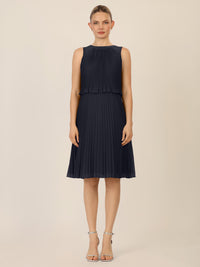 APART Chiffonkleid in Midilänge mit Lagenoptik | nachtblau