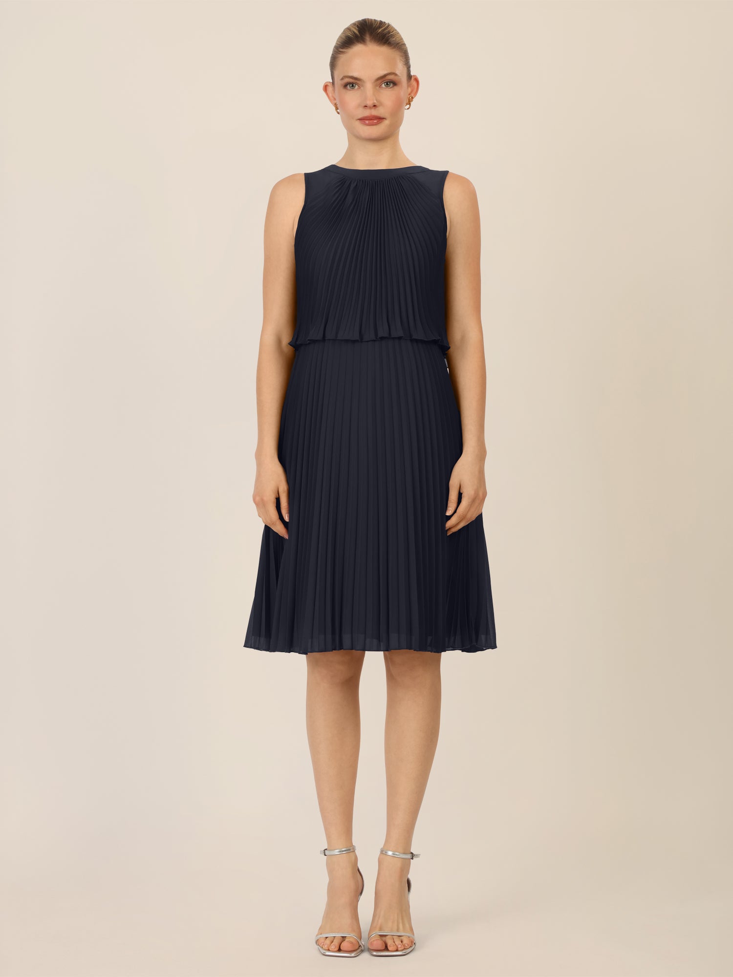 APART Chiffonkleid in Midilänge mit Lagenoptik | nachtblau