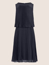 APART Chiffonkleid in Midilänge mit Lagenoptik | nachtblau