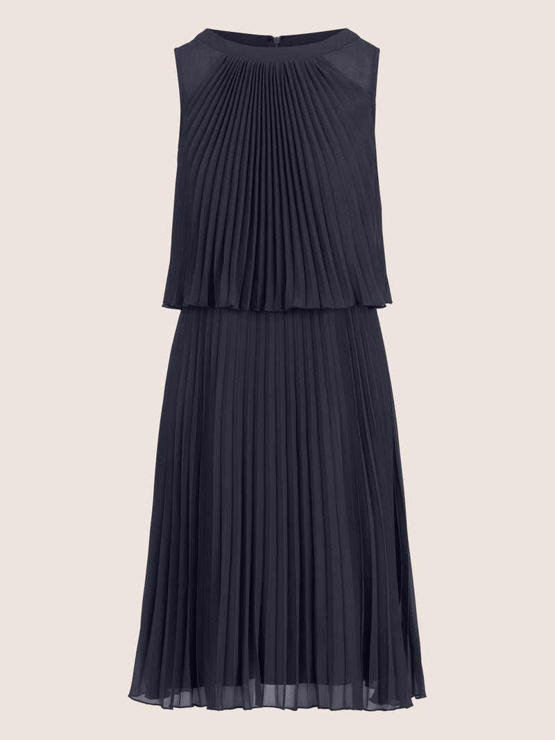 APART Chiffonkleid in Midilänge mit Lagenoptik | nachtblau