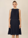 APART Chiffonkleid in Midilänge mit Lagenoptik | nachtblau
