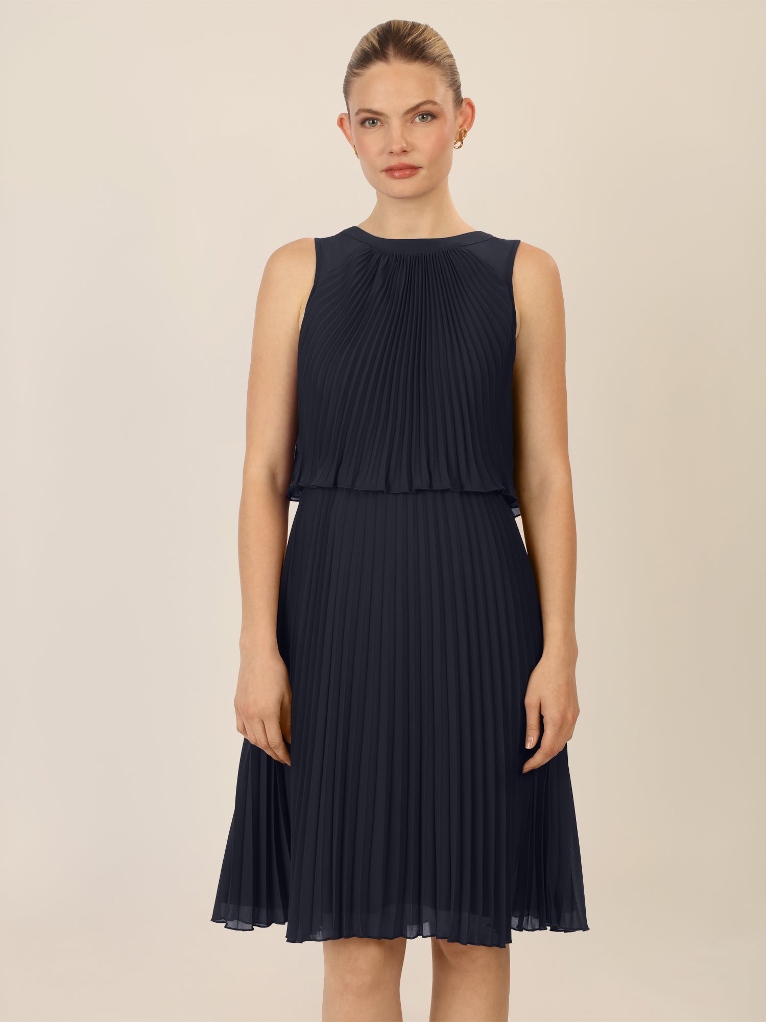 APART Chiffonkleid in Midilänge mit Lagenoptik | nachtblau