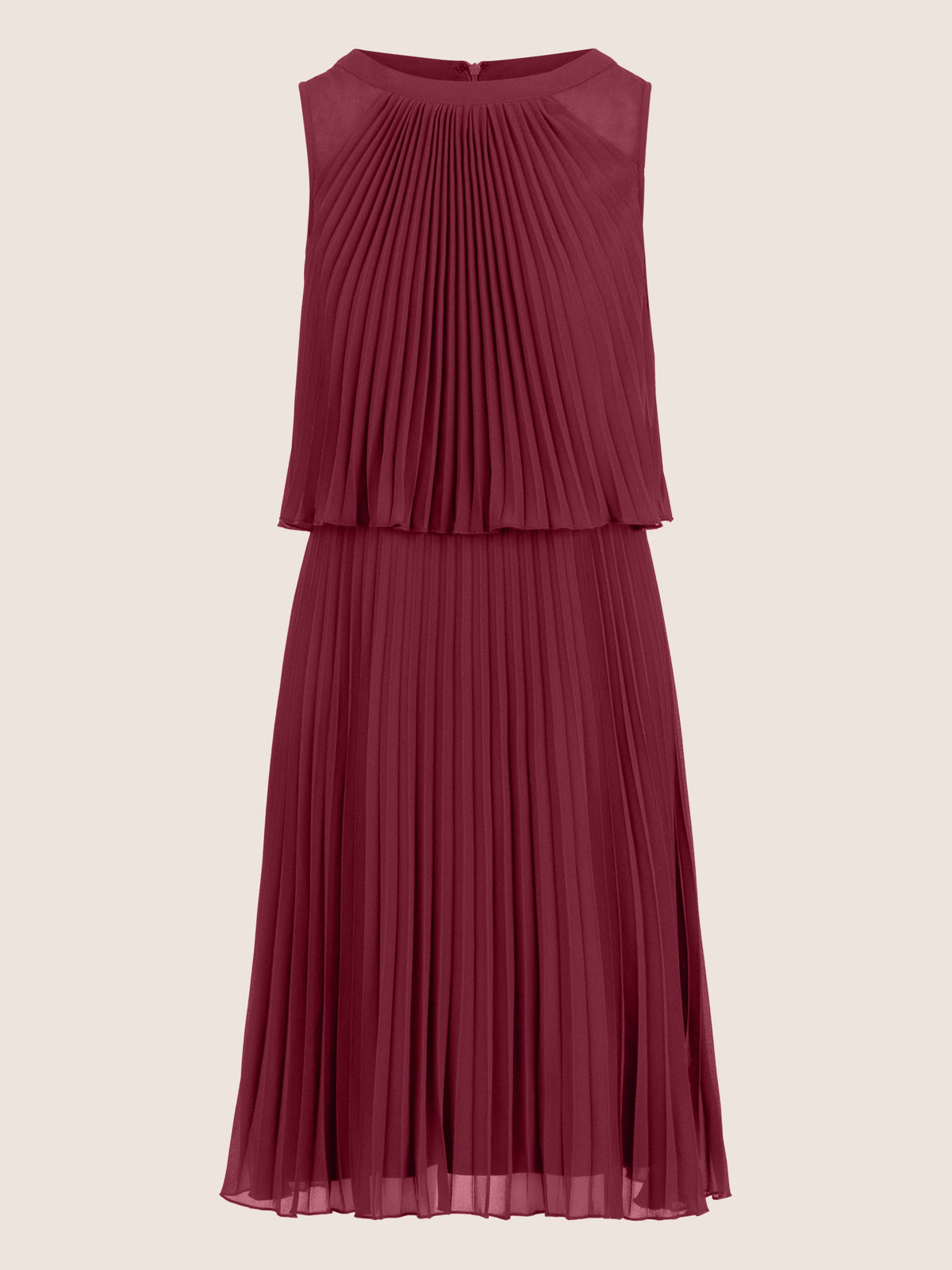 APART Chiffonkleid in Midilänge mit Lagenoptik | bordeauxrot