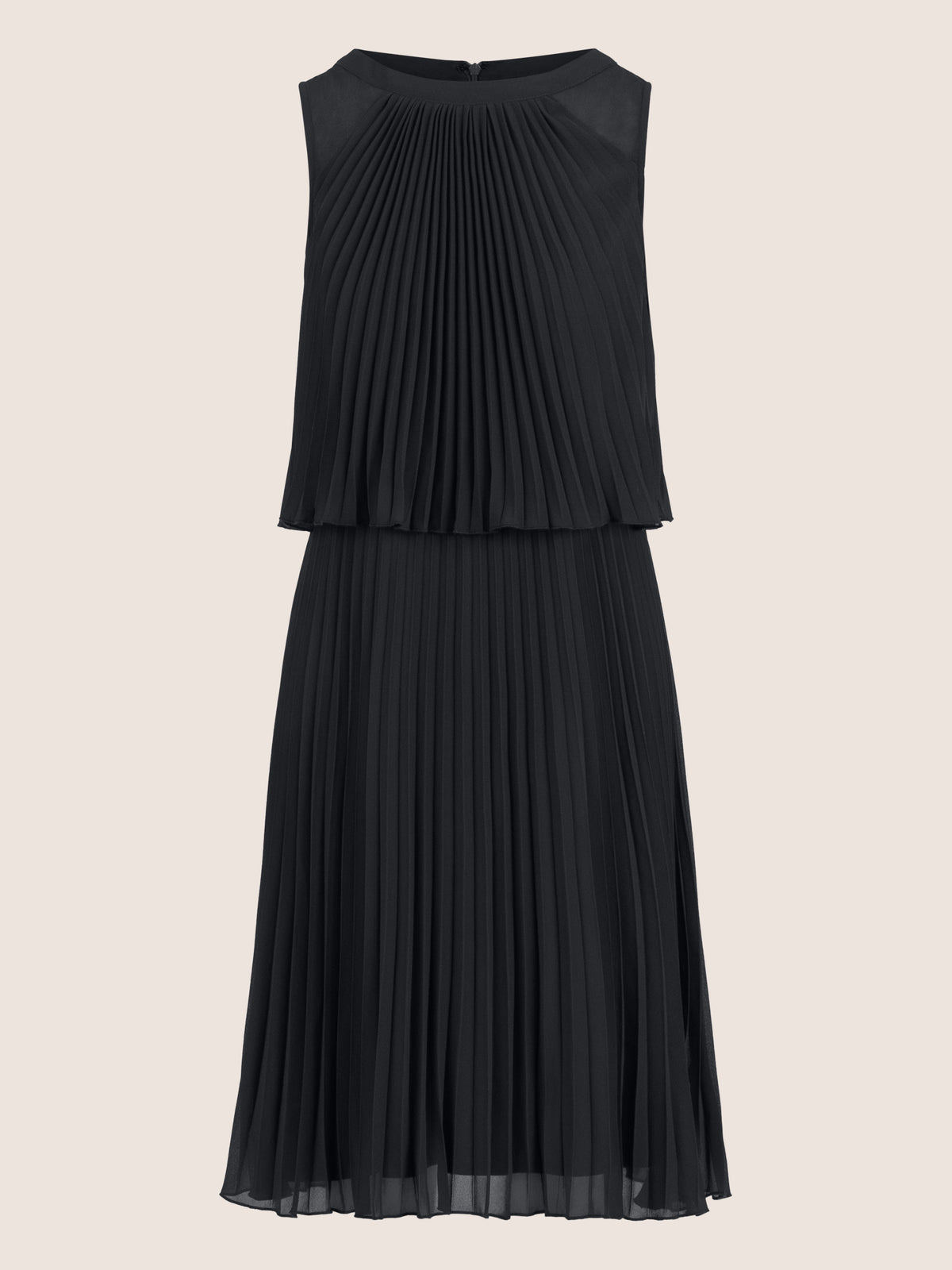 APART Chiffonkleid in Midilänge mit Lagenoptik | schwarz