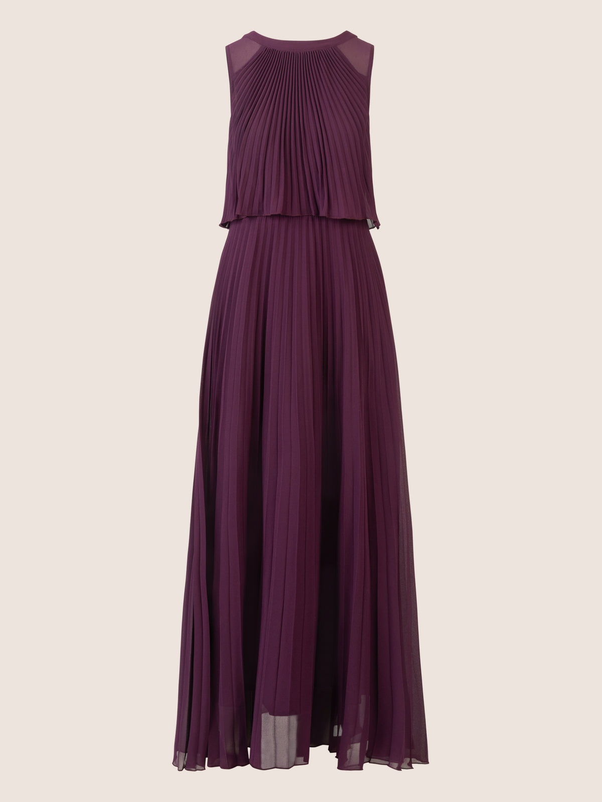 APART Abendkleid mit Plisseefalten und Lagenoptik | dunkel lila