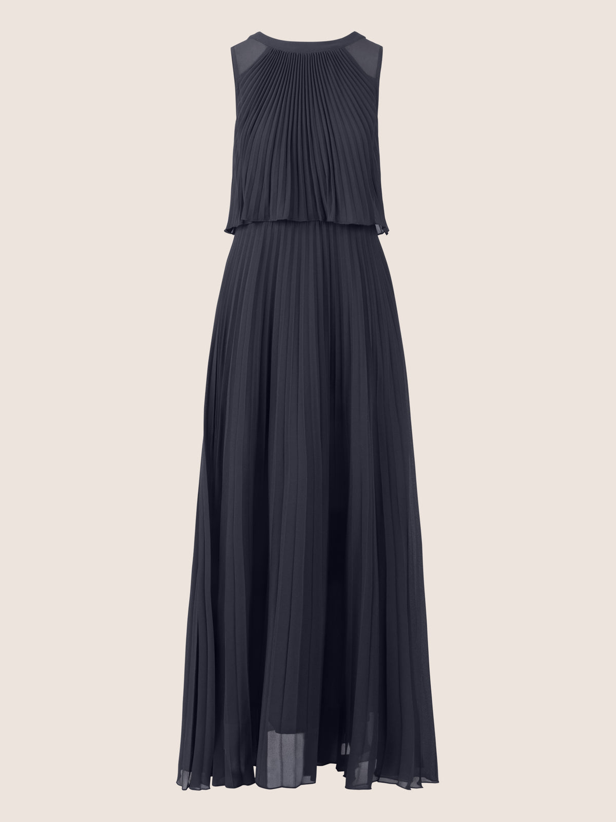 APART Abendkleid mit Plisseefalten und Lagenoptik | nachtblau