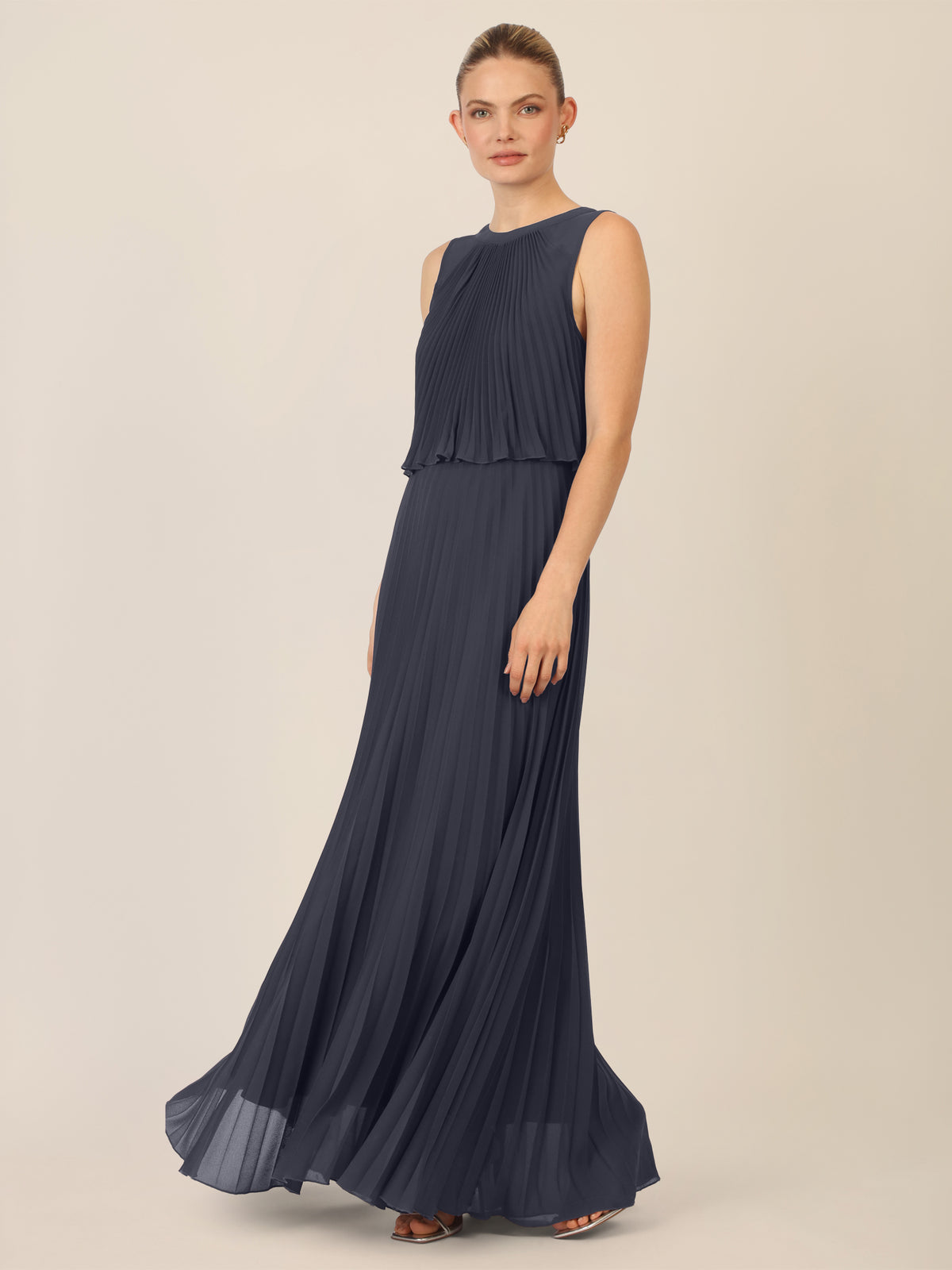 APART Abendkleid mit Plisseefalten und Lagenoptik | nachtblau