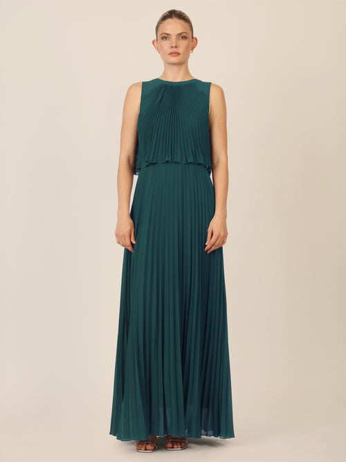 APART Abendkleid mit Plisseefalten und Lagenoptik | dunkelgrün image 1