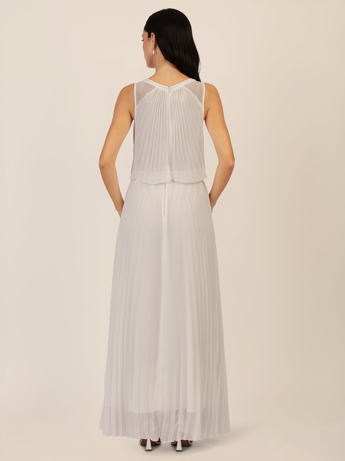 APART Abendkleid mit Plisseefalten und Lagenoptik | creme