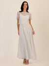 APART Abendkleid mit Spitzenjacke mit Spitzenoberteil und Plisseerock | creme