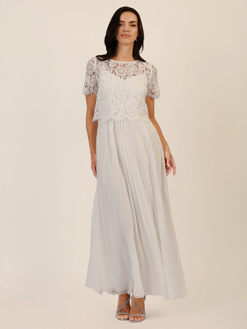 APART Abendkleid mit Spitzenjacke mit Spitzenoberteil und Plisseerock | creme image 1