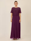 APART Abendkleid mit Spitzenjacke mit Spitzenoberteil und Plisseerock | dunkel lila
