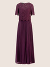 APART Abendkleid mit Spitzenjacke mit Spitzenoberteil und Plisseerock | dunkel lila