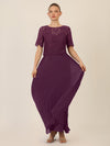 APART Abendkleid mit Spitzenjacke mit Spitzenoberteil und Plisseerock | dunkel lila