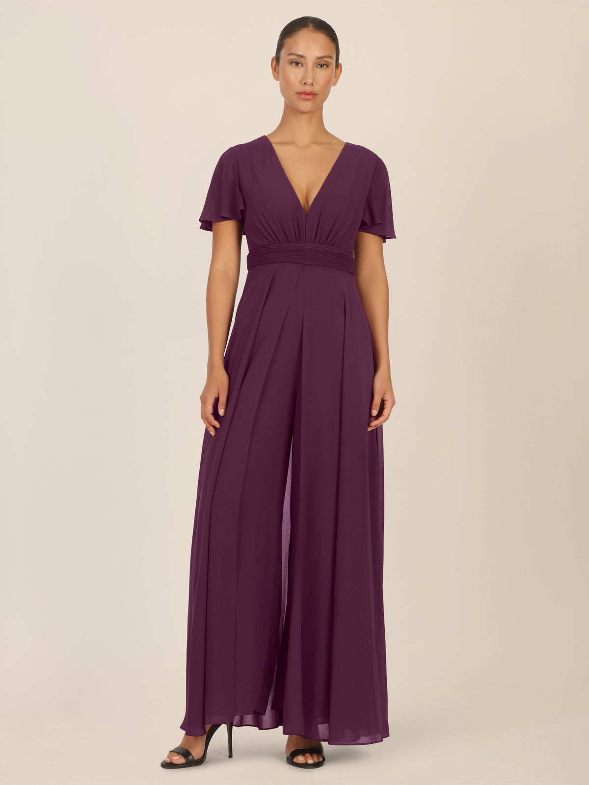 APART Chiffonoverall mit Brust Pads | dunkel lila
