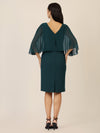APART Kleid mit Chiffoncape in Lagenoptik mit Spitzenborte | dunkelgrün