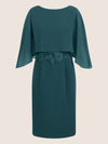 APART Kleid mit Chiffoncape in Lagenoptik mit Spitzenborte | dunkelgrün