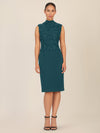 APART Kleid mit Chiffoncape in Lagenoptik mit Spitzenborte | dunkelgrün