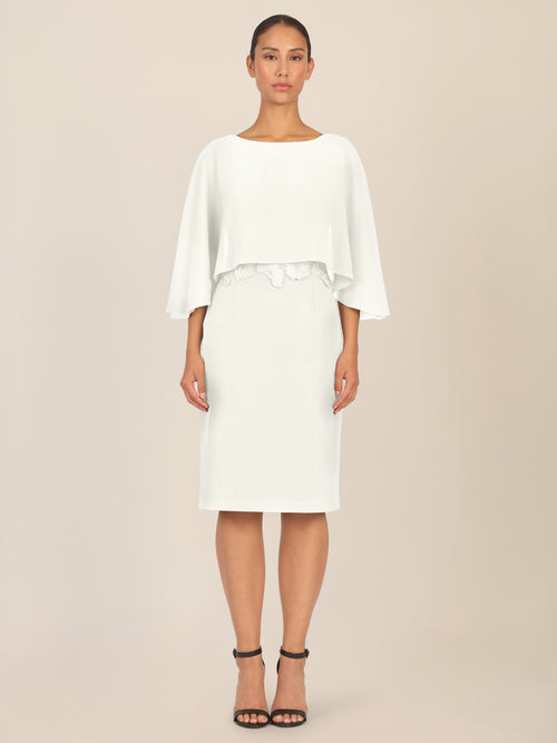 APART Kleid mit Chiffoncape in Lagenoptik mit Spitzenborte | creme image 1