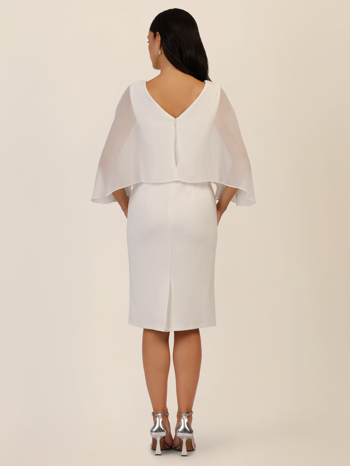 APART Kleid mit Chiffoncape in Lagenoptik mit Spitzenborte | creme