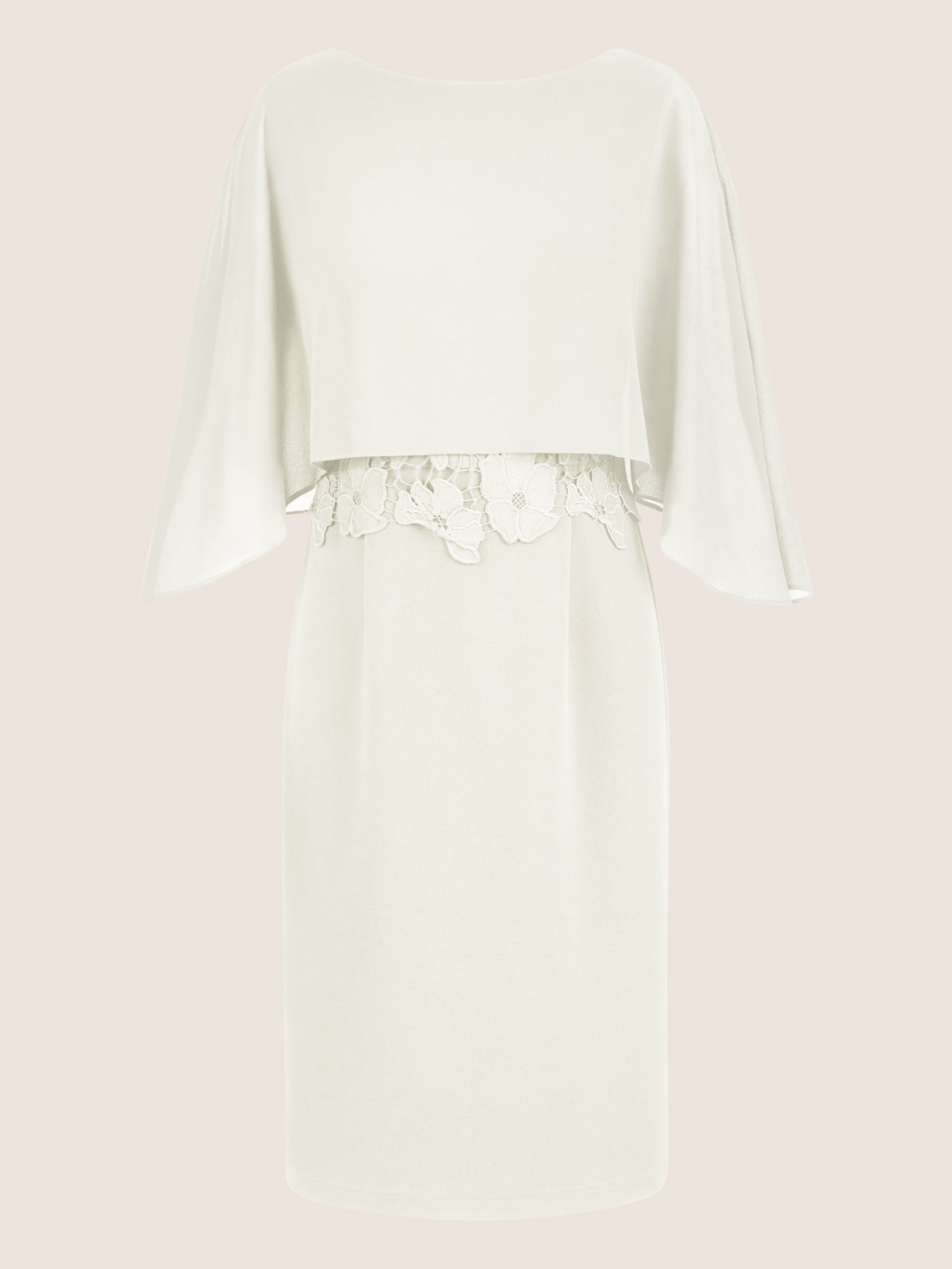 APART Kleid mit Chiffoncape in Lagenoptik mit Spitzenborte | creme