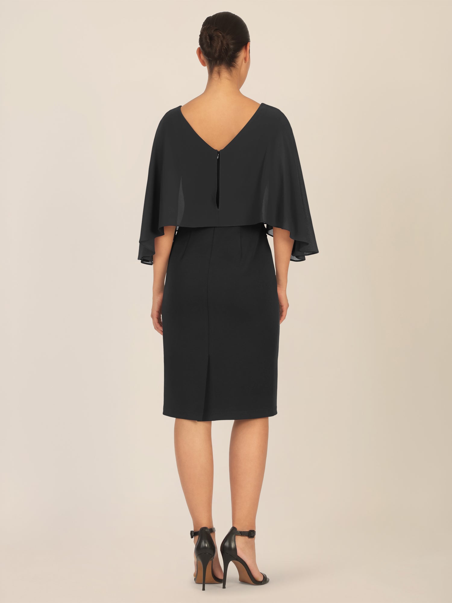 APART Kleid mit Chiffoncape in Lagenoptik mit Spitzenborte | schwarz