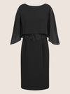 APART Kleid mit Chiffoncape in Lagenoptik mit Spitzenborte | schwarz
