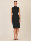 APART Kleid mit Chiffoncape in Lagenoptik mit Spitzenborte | schwarz